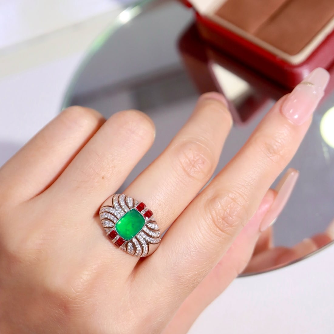 14k Gold 2.56 Ctw Natural Emerald & Diamond Ring - 7