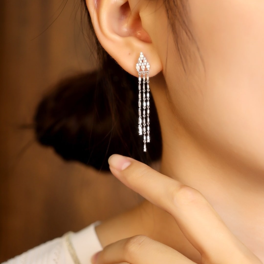 14k Gold 0.60 Ct Natural H Diamond Earrings - 5