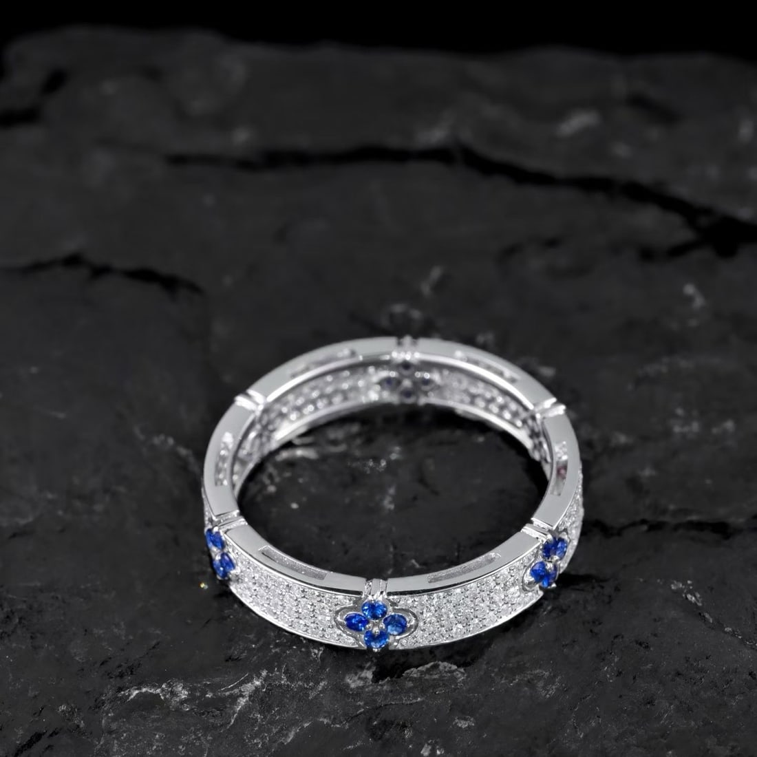 14k Gold 1.05 Ct Natural Sapphire & Diamond Ring - 3