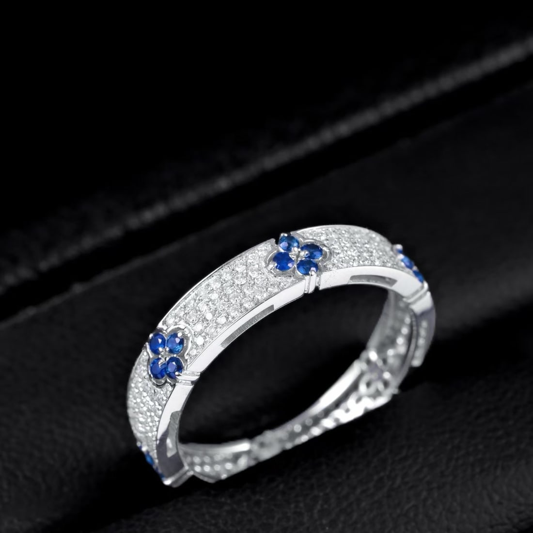 14k Gold 1.05 Ct Natural Sapphire & Diamond Ring - 4