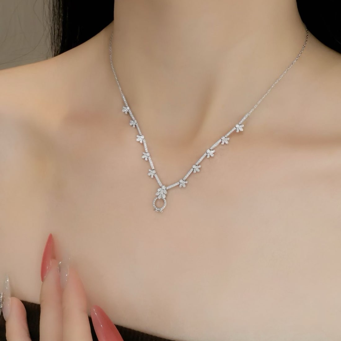 14k Gold 0.85 Ct Natural H Diamond Necklace - 5