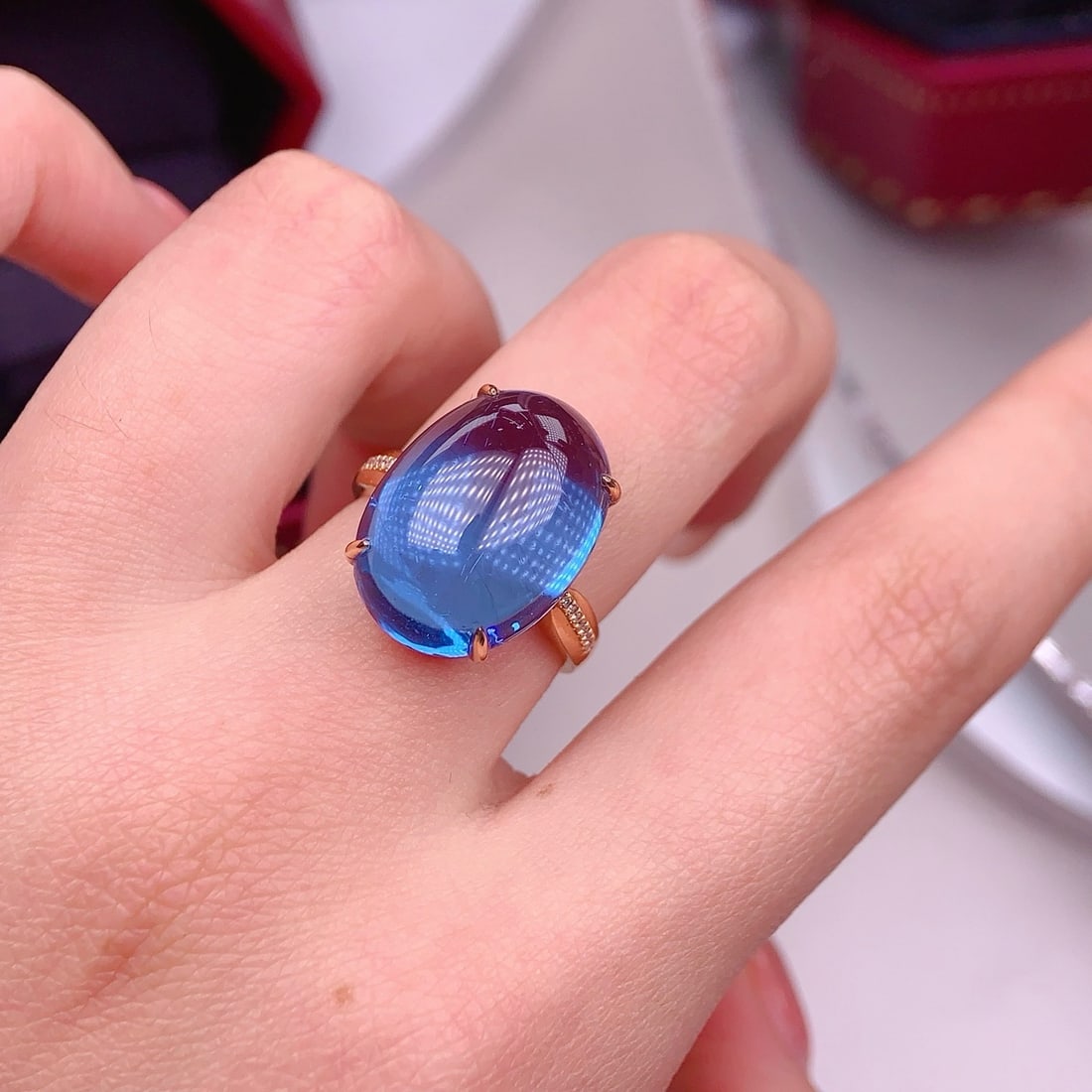 14k Gold 19.95 Ct Natural Topaz & Diamond Ring - 2