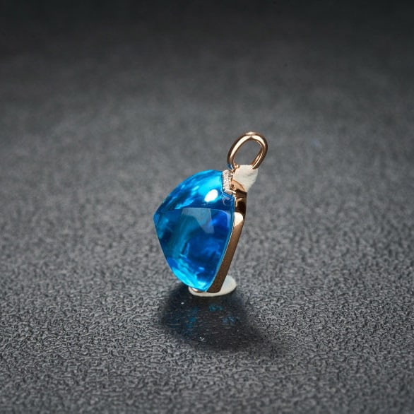 14k Gold 29.12 Ct Natural Topaz & Diamond Pendant( Without Chain ) - 7