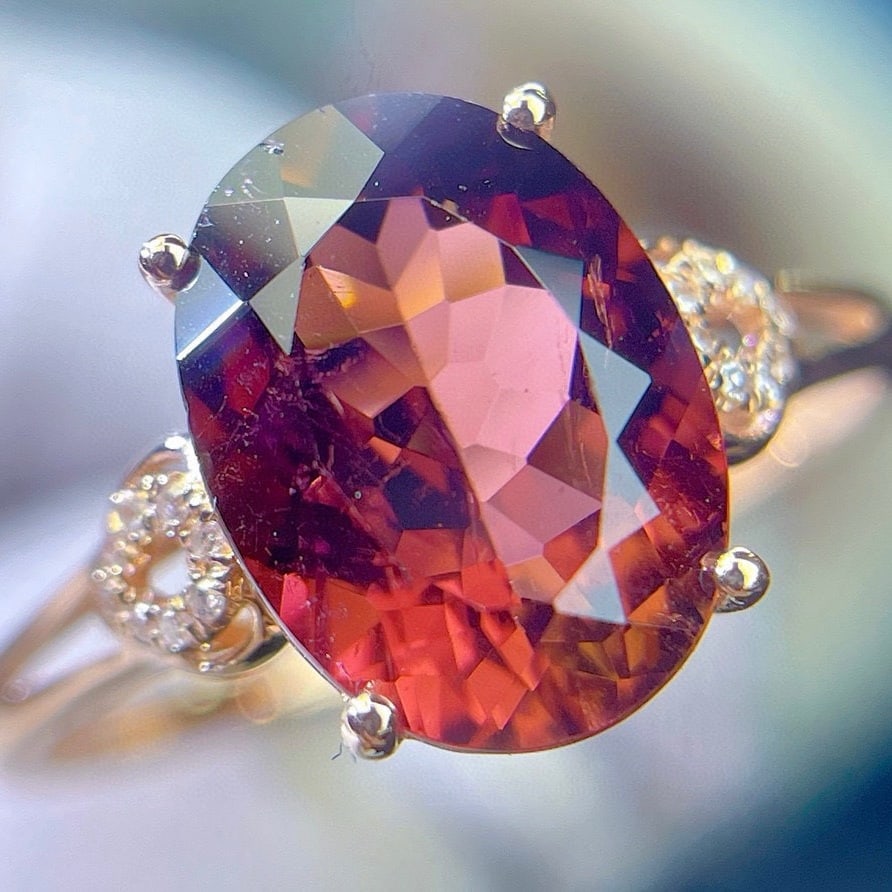 14k Gold 3.55 Ct Natural Tourmaline & Diamond Ring - 3
