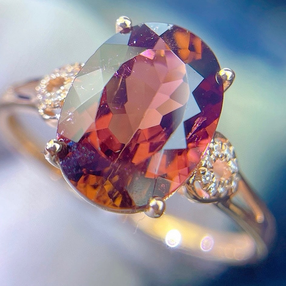 14k Gold 3.55 Ct Natural Tourmaline & Diamond Ring - 4