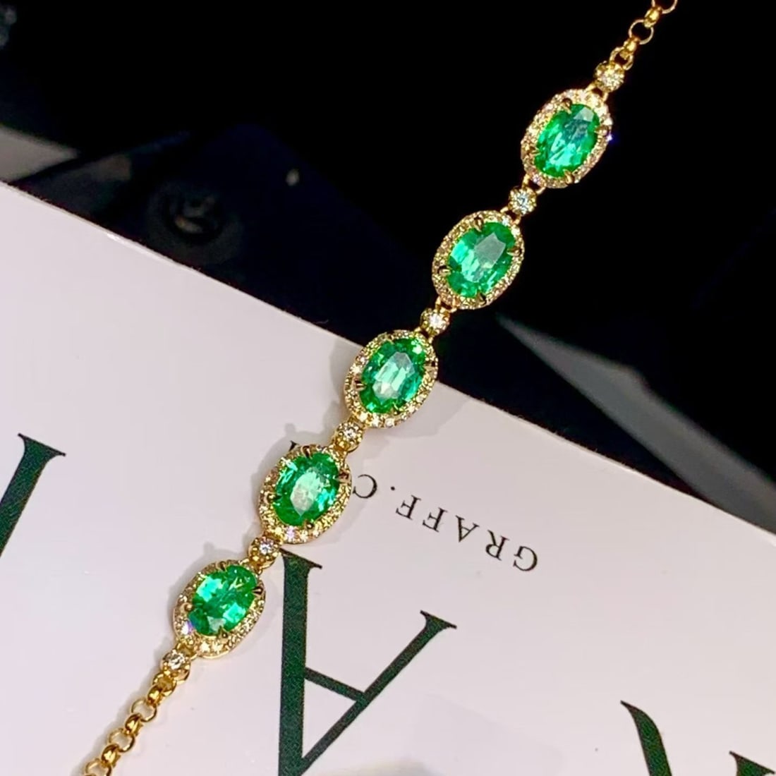 14k Gold 2.14 Ctw Natural Emerald & Diamond Bracelet - 2