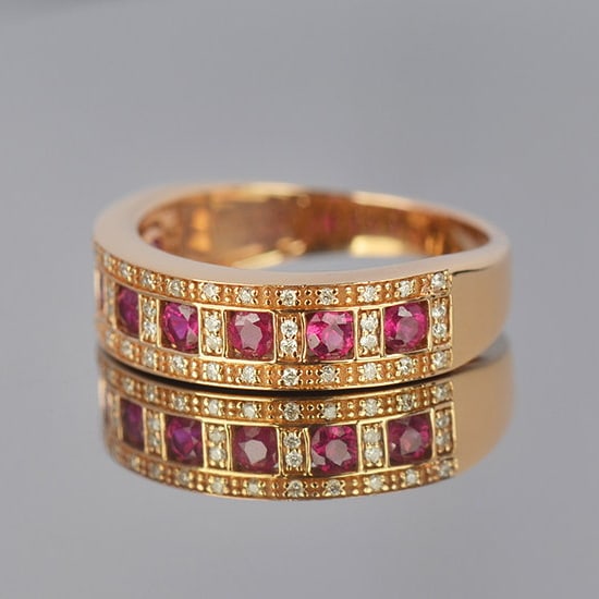 14k Gold 0.89 Ctw Natural Ruby & Diamond Ring - 2