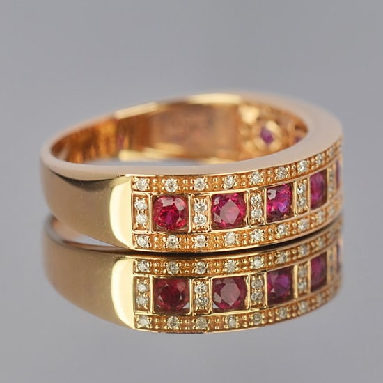 14k Gold 0.89 Ctw Natural Ruby & Diamond Ring - 3