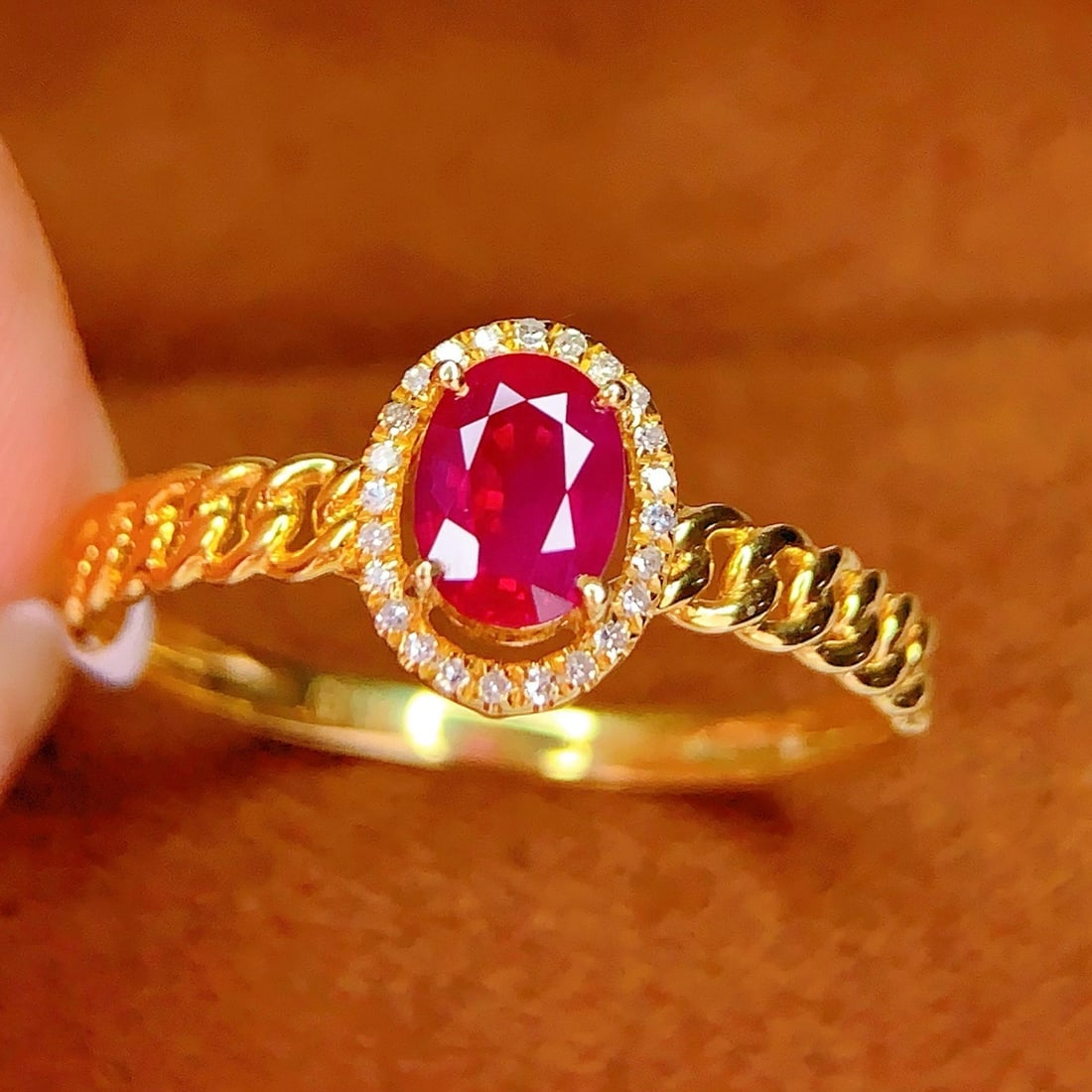 14k Gold 0.65 Ct Natural Ruby & Diamond Ring - 3
