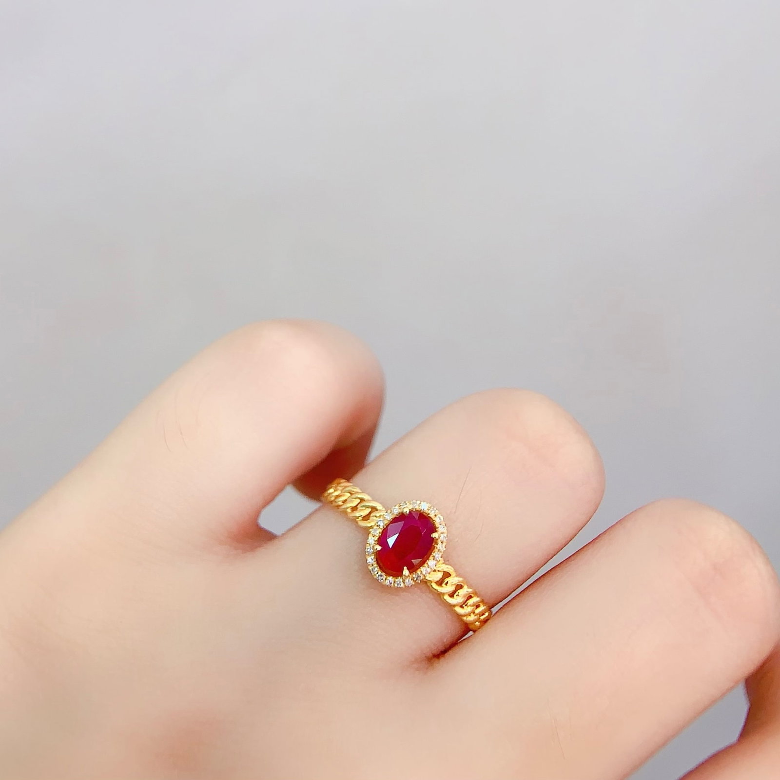 14k Gold 0.65 Ct Natural Ruby & Diamond Ring - 5