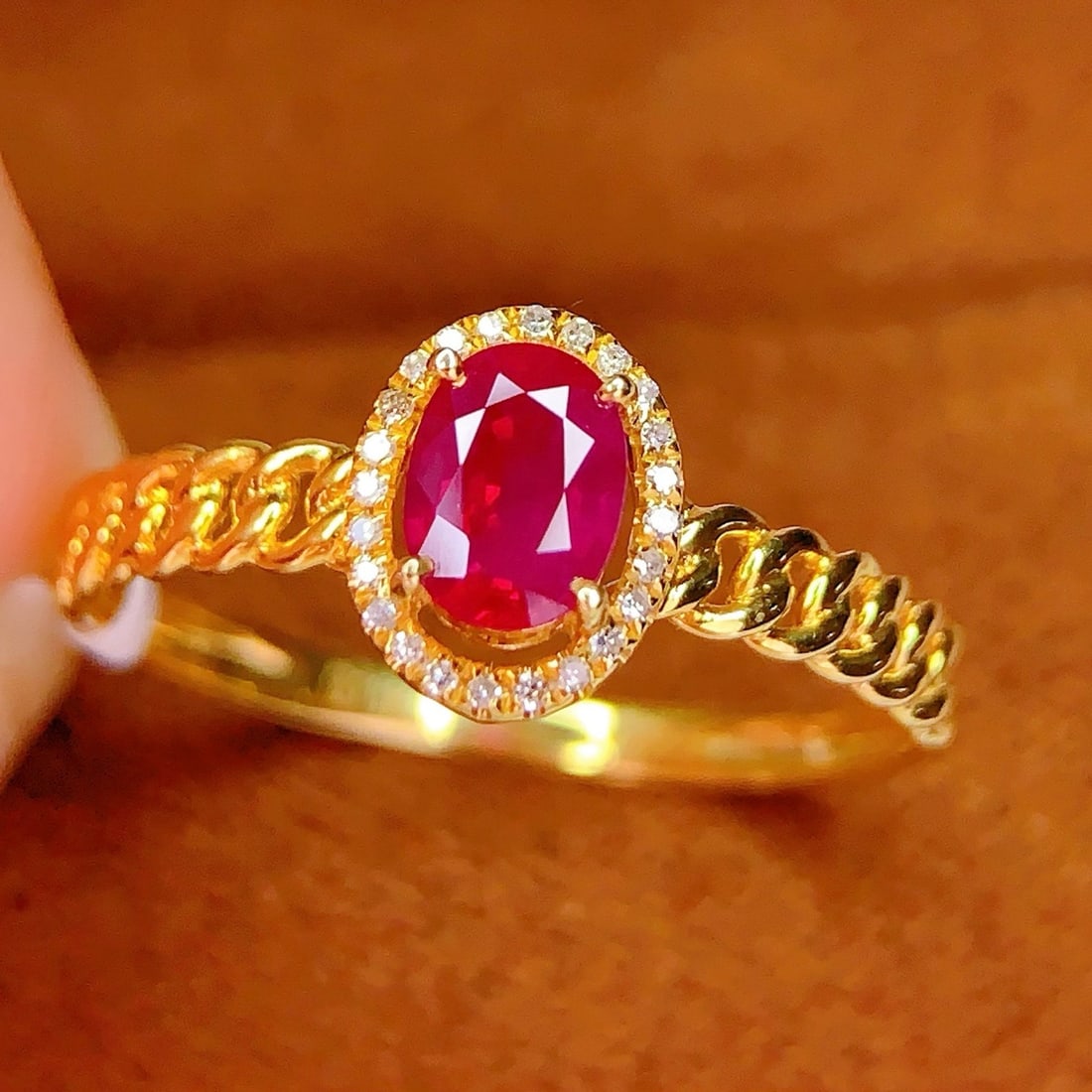 14k Gold 0.65 Ct Natural Ruby & Diamond Ring - 6