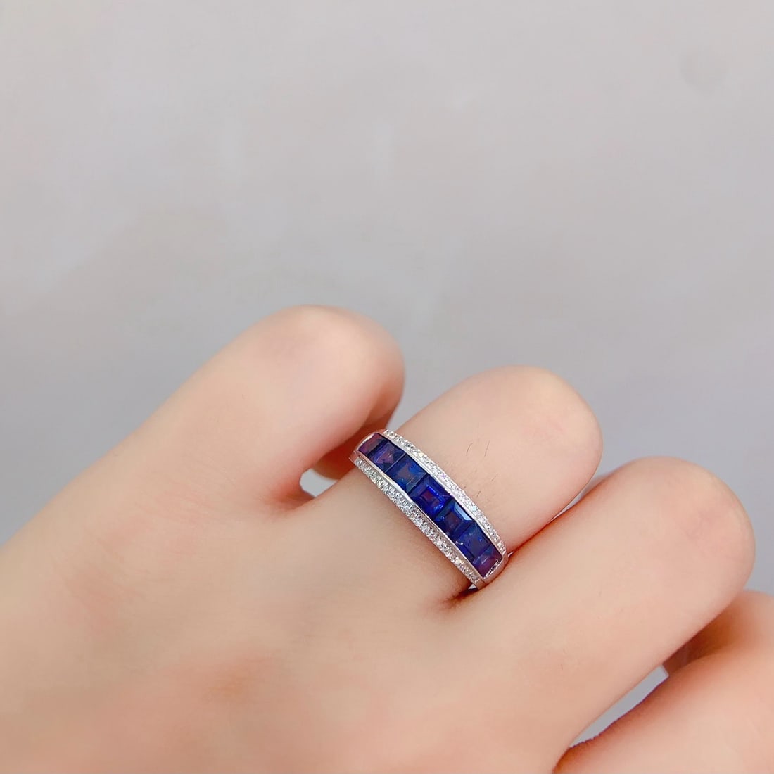 14k Gold 2 Ct Natural Sapphire & Diamond Ring - 5
