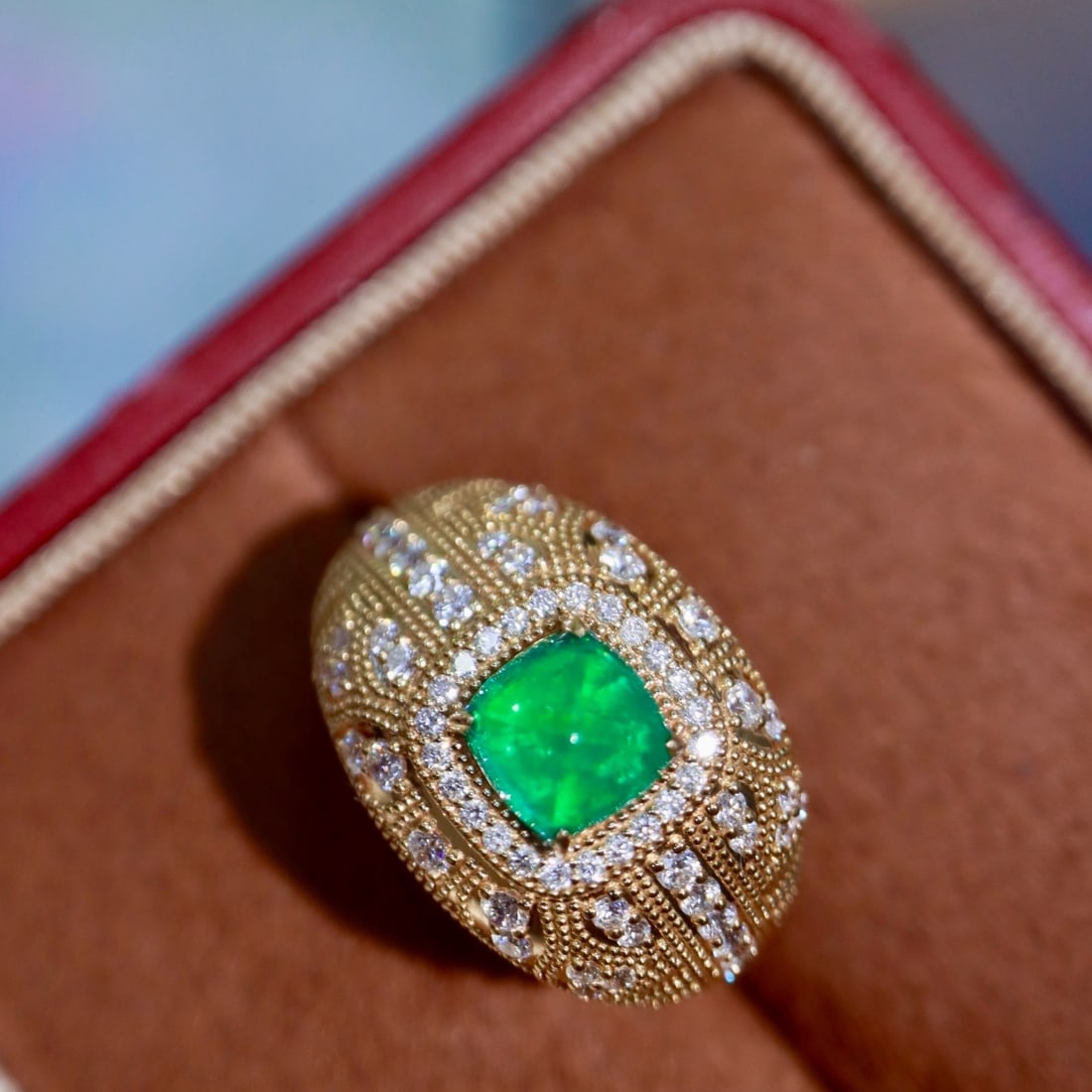 14k Gold 1.78 Ctw Natural Emerald & Diamond Ring - 2