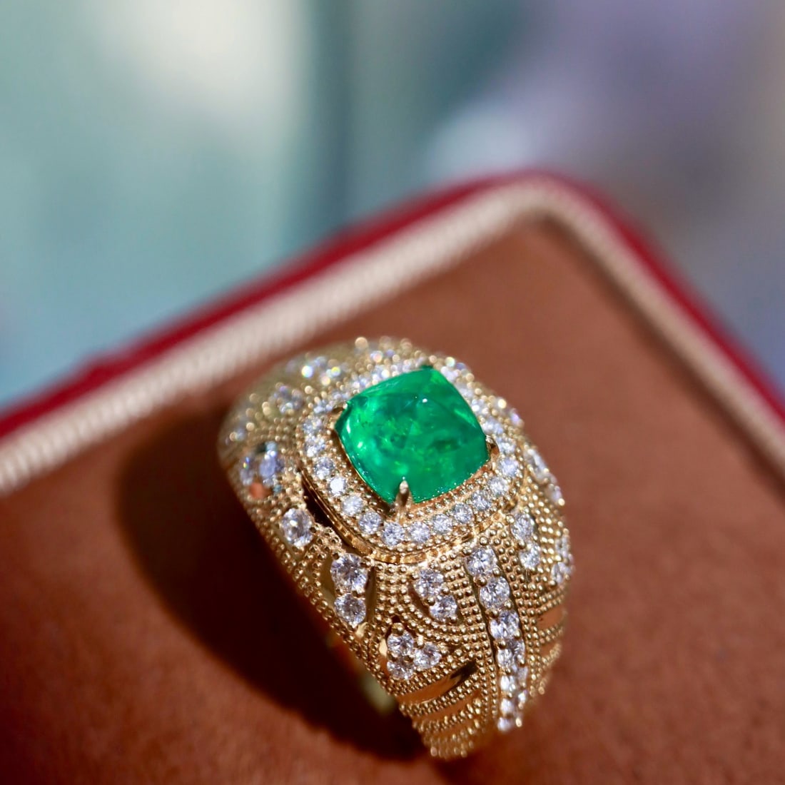 14k Gold 1.78 Ctw Natural Emerald & Diamond Ring - 3