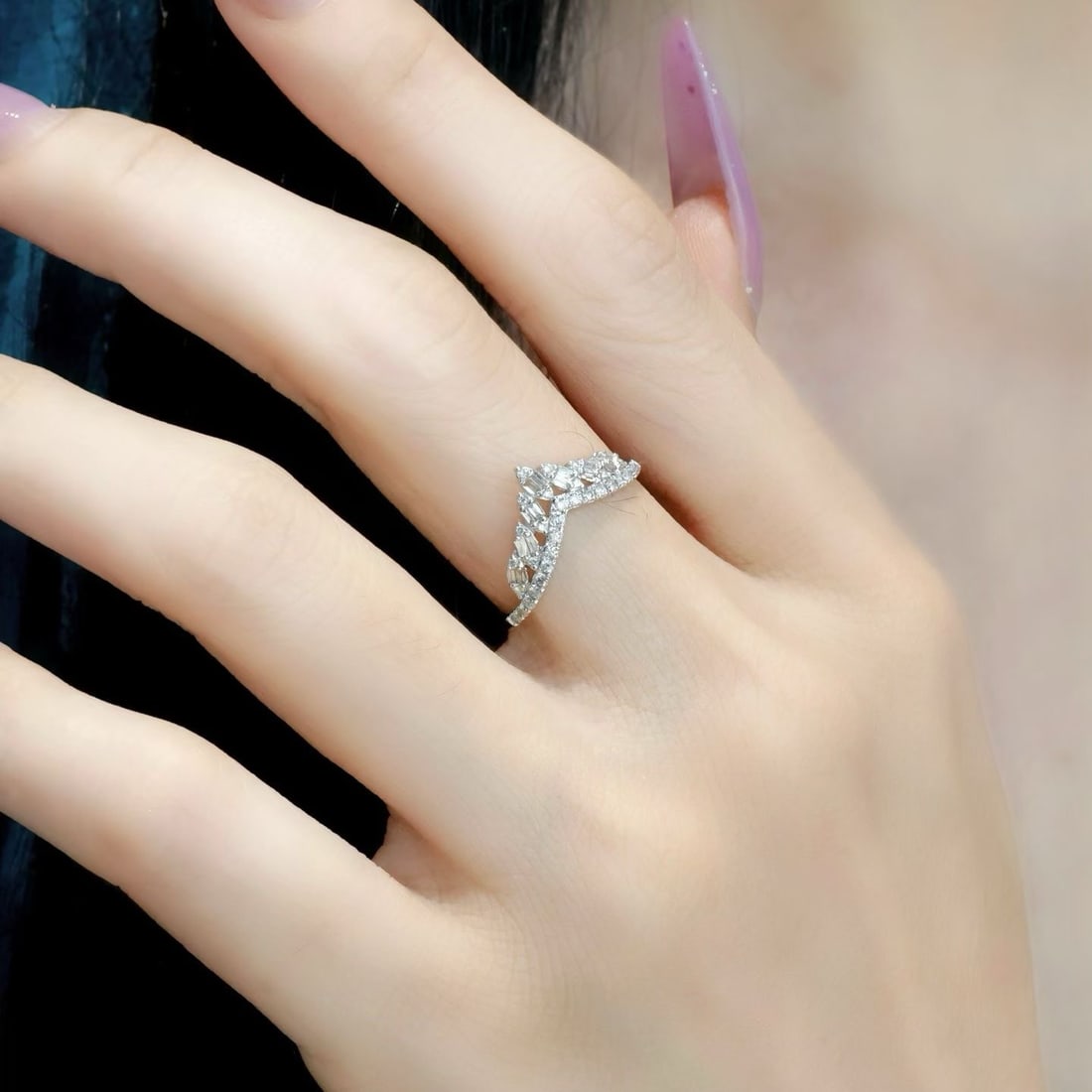 14k Gold 0.4 Ct Natural H Diamond Ring - 5