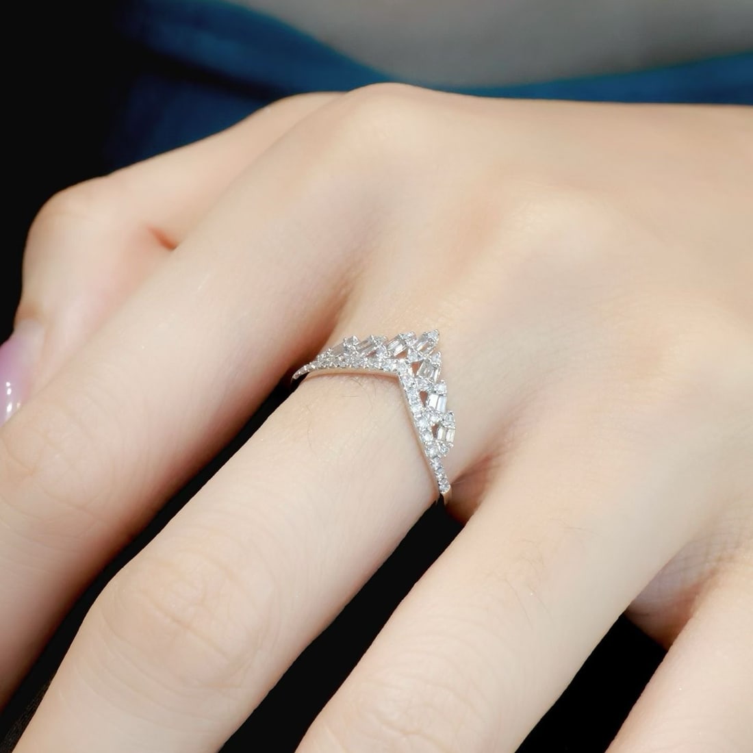 14k Gold 0.4 Ct Natural H Diamond Ring - 6