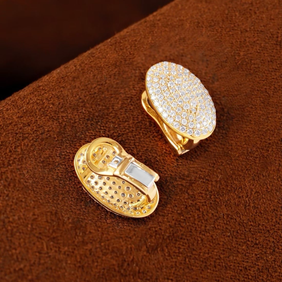 14k Gold 0.88 Ct Natural H Diamond Earrings - 4