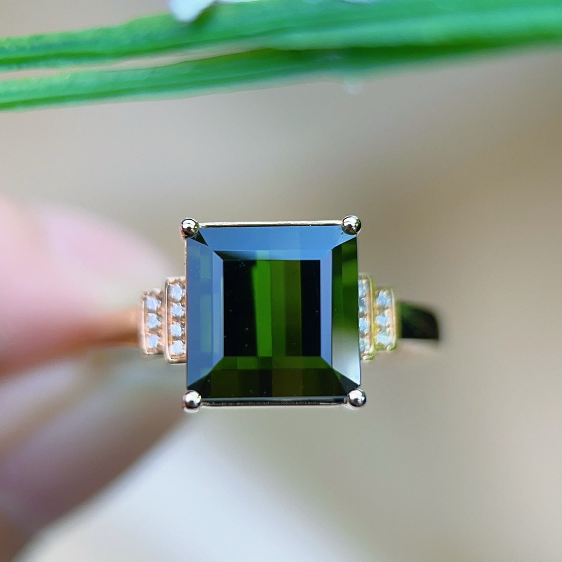 14k Gold 3.44 Ctw Natural Tourmaline & Diamond Ring - 2