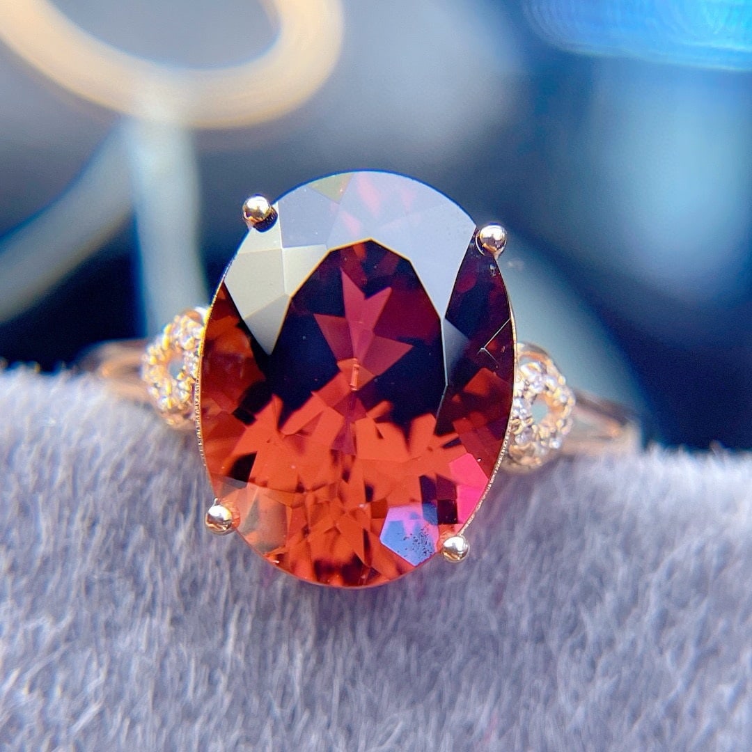 14k Gold 4.7 Ct Natural Tourmaline & Diamond Ring - 6