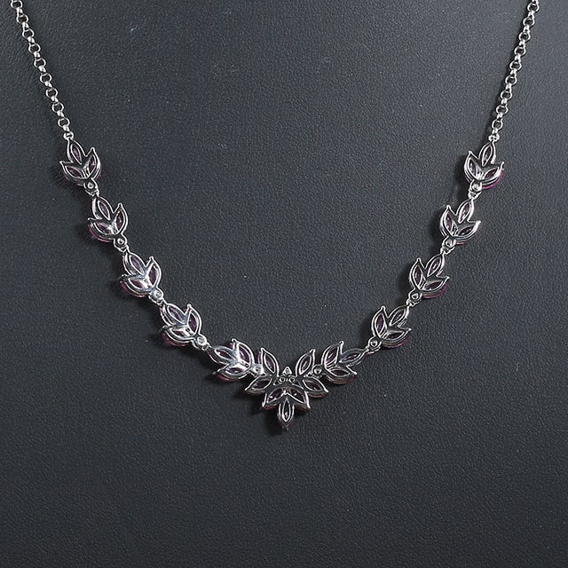 14k Gold 7.35 Ctw Natural Padparadscha Sapphire & Diamond Necklace - 4