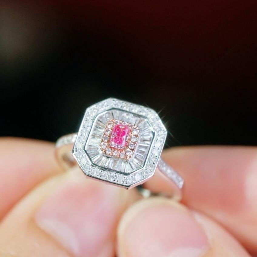14k Gold 0.70 Ctw Natural Pink Diamond & Diamond Ring/pendant( Without Chain ): Ref:231190367 // gold content:14k gold // ring size:7. 25us // // main gemstone:pink diamond // shape:cushion // carat weight:0. 15ct // color:pink // treatment:natural // // adjacent gemstone 2 : dia