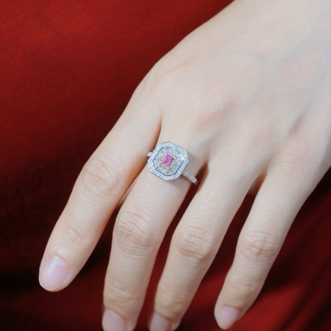 14k Gold 0.70 Ctw Natural Pink Diamond & Diamond Ring/pendant( Without Chain ) - 3