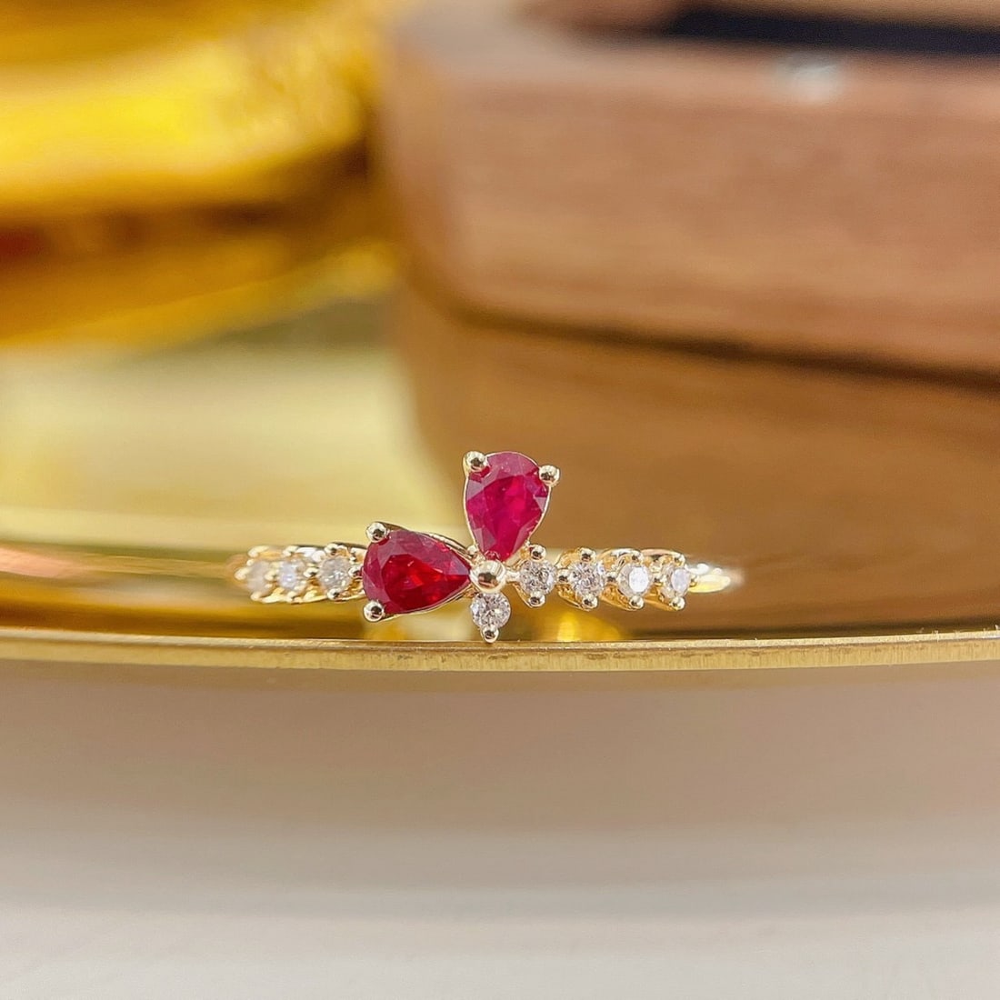 14k Gold 0.40 Ctw Natural Ruby & Diamond Ring - 2