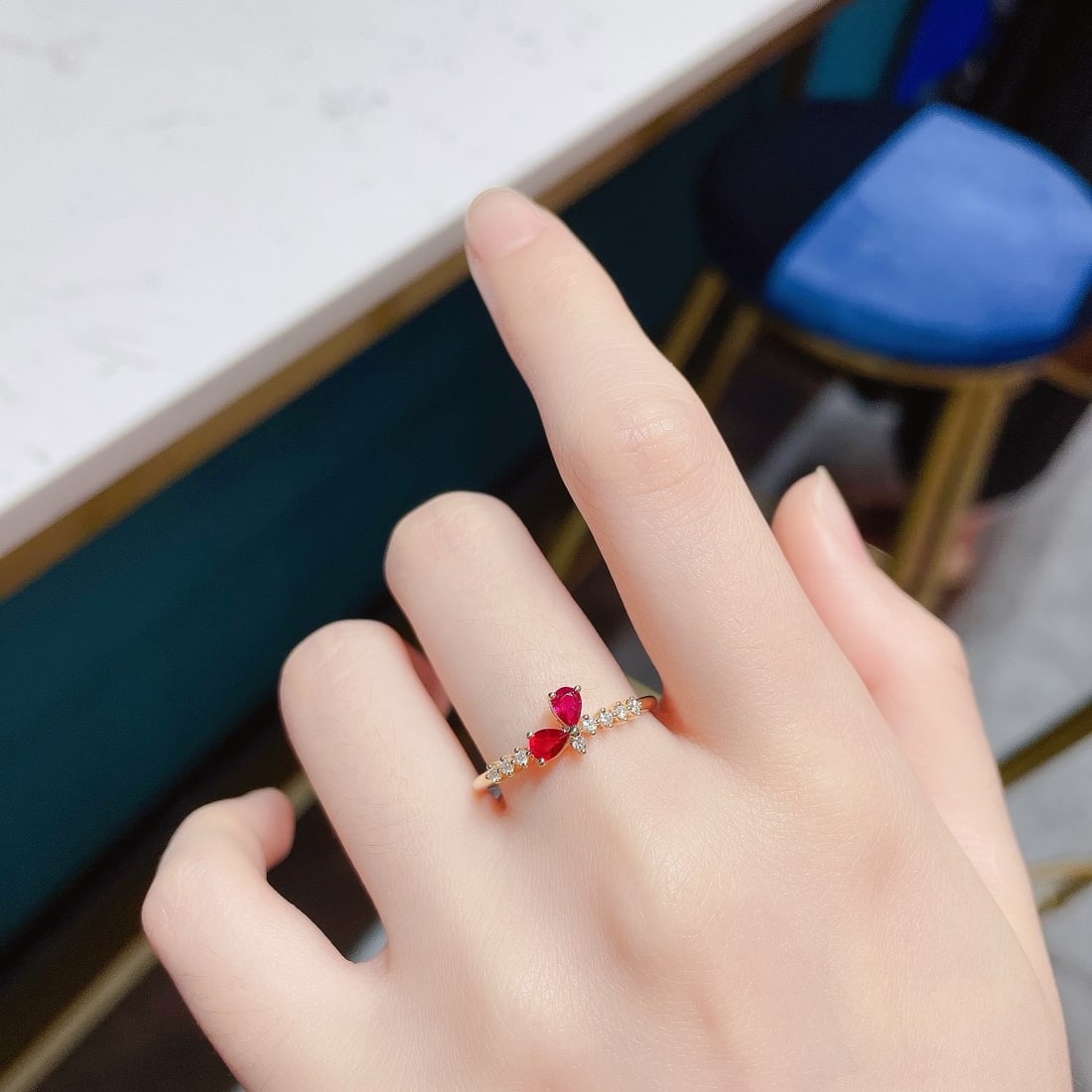 14k Gold 0.40 Ctw Natural Ruby & Diamond Ring - 3