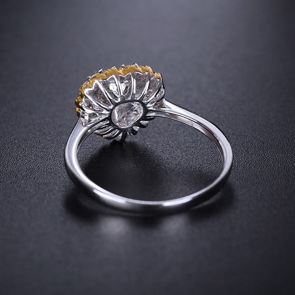 14k Gold 0.61 Ctw Natural Yellow Diamond & Diamond Ring - 4