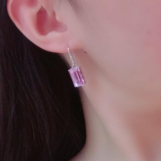 14k Gold 16.23 Ctw Natural Kunzite & Diamond Earrings - 5