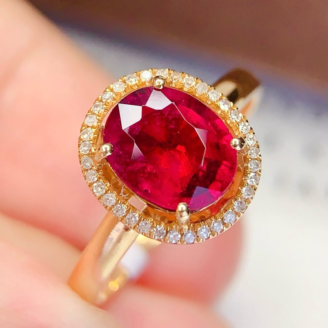 14k Gold 2.2 Ct Natural Tourmaline & Diamond Ring - 5