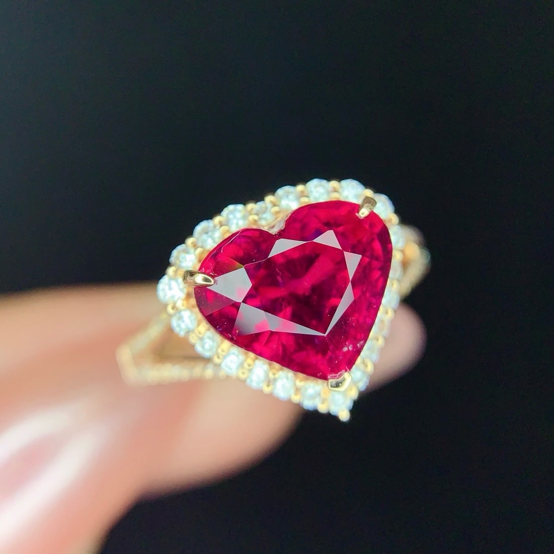 14k Gold 3 Ct Natural Tourmaline & Diamond Ring - 2