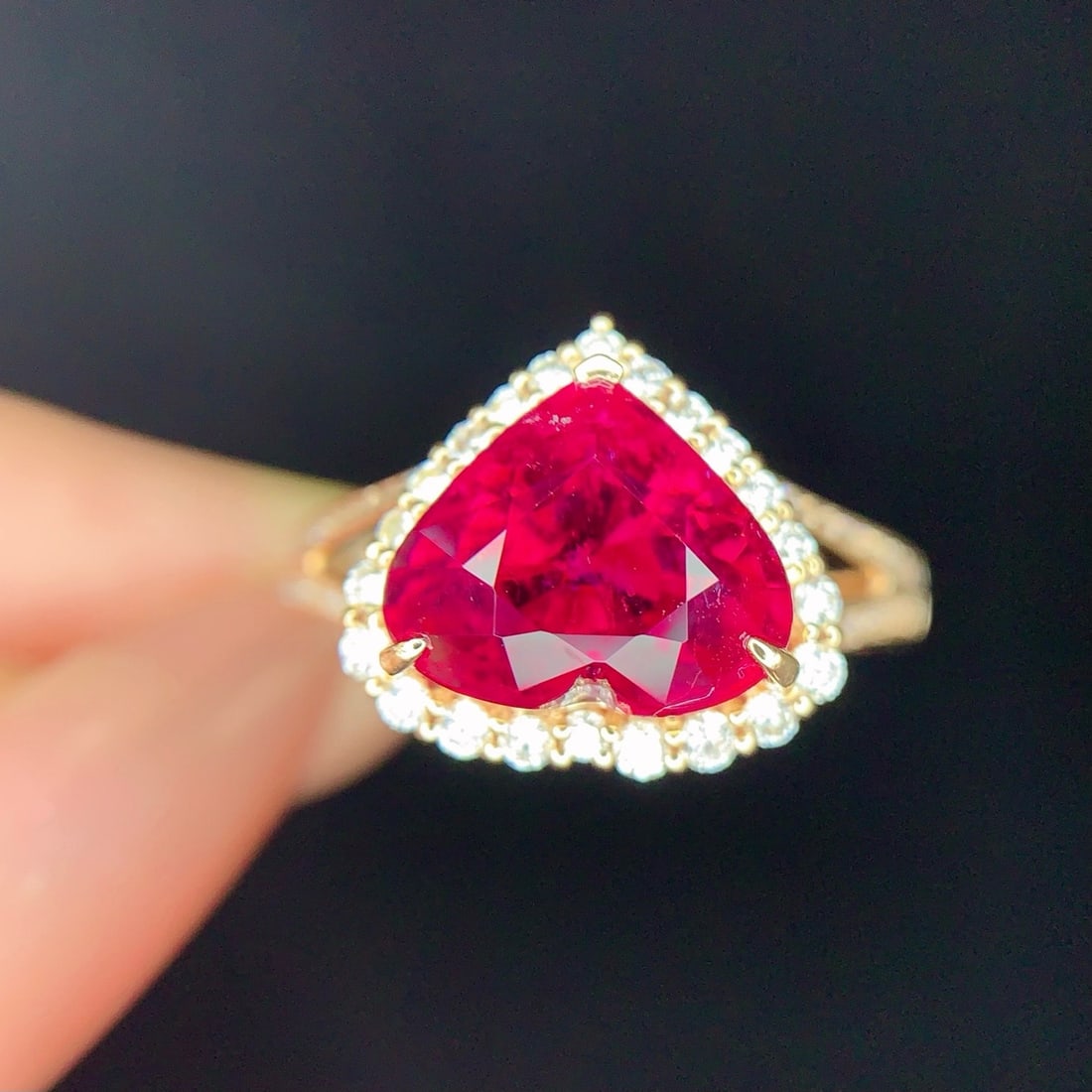 14k Gold 3 Ct Natural Tourmaline & Diamond Ring - 3