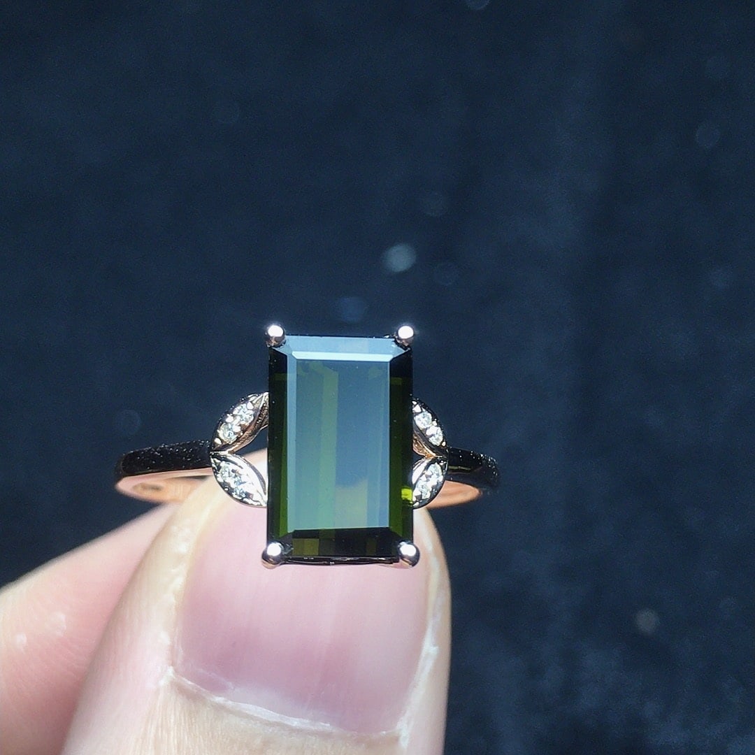 14k Gold 2.21 Ct Natural Tourmaline & Diamond Ring - 2