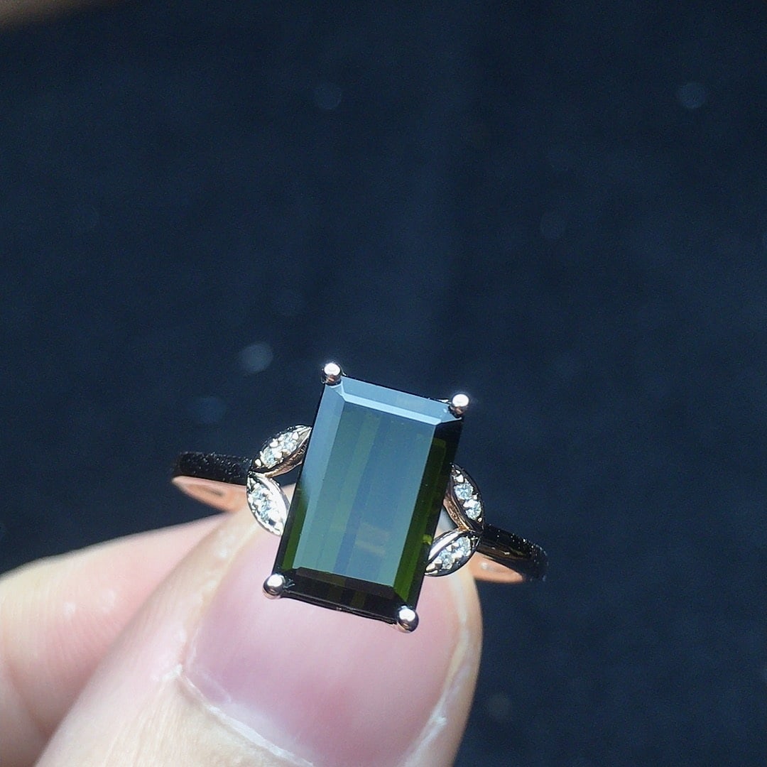 14k Gold 2.21 Ct Natural Tourmaline & Diamond Ring - 3