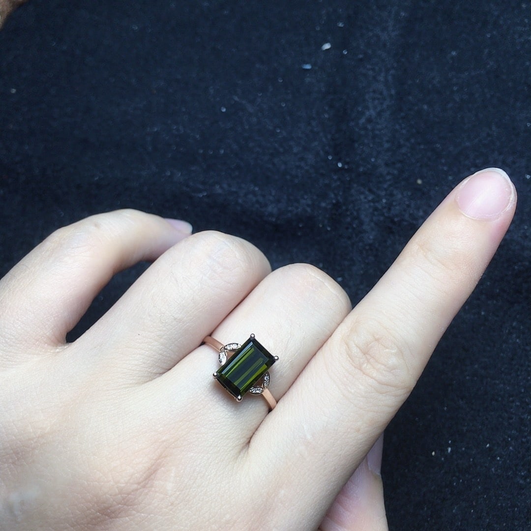 14k Gold 2.21 Ct Natural Tourmaline & Diamond Ring - 4