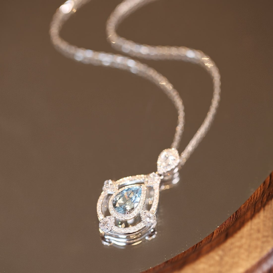 14k Gold 1.59 Ctw Natural Aquamarine & Diamond Pendant( Without Chain ) - 4