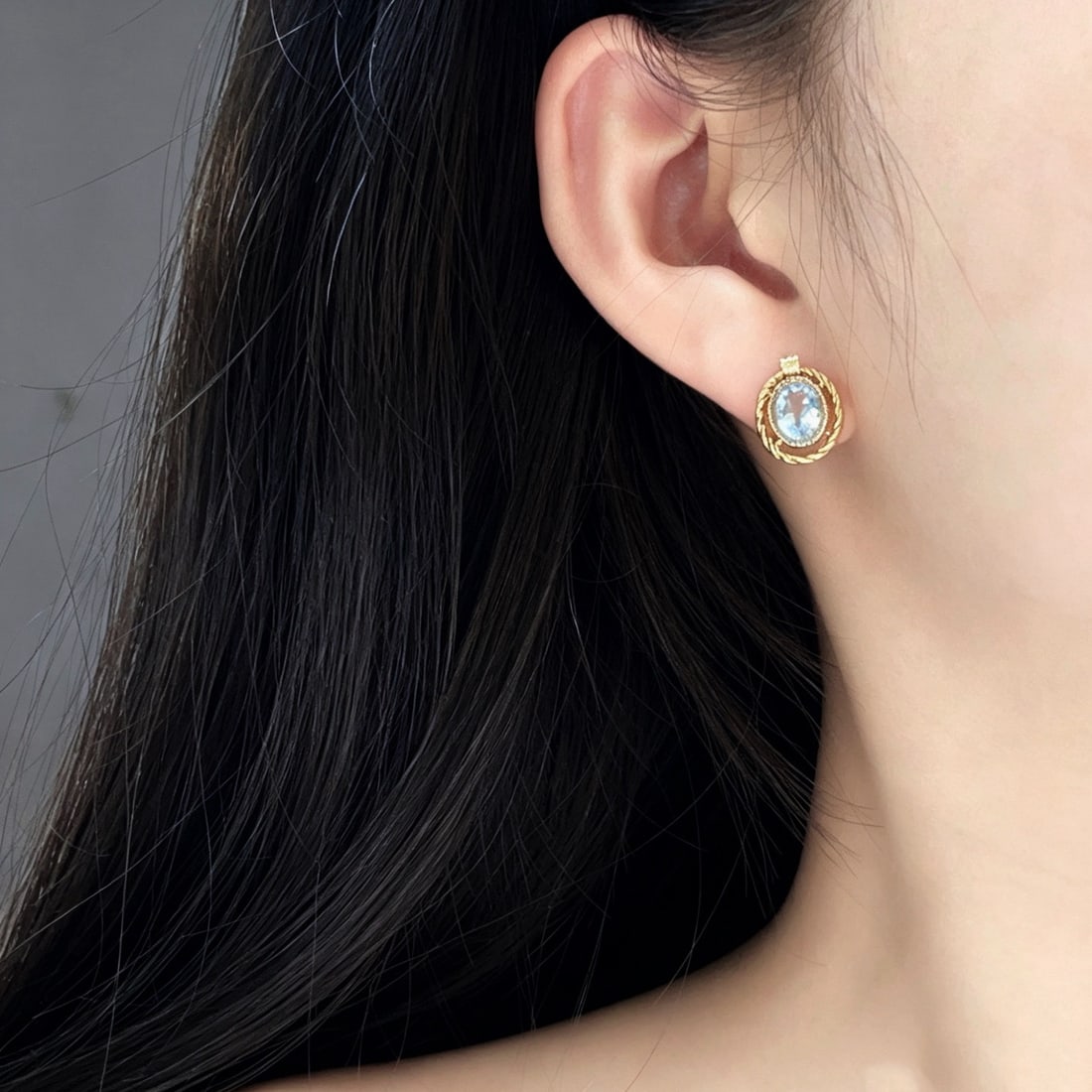 14k Gold 2.69 Ctw Natural Aquamarine & Sapphire Earrings - 6