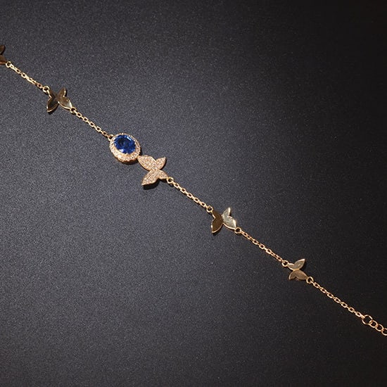 14k Gold 1.29 Ctw Natural Sapphire & Diamond Bracelet - 3
