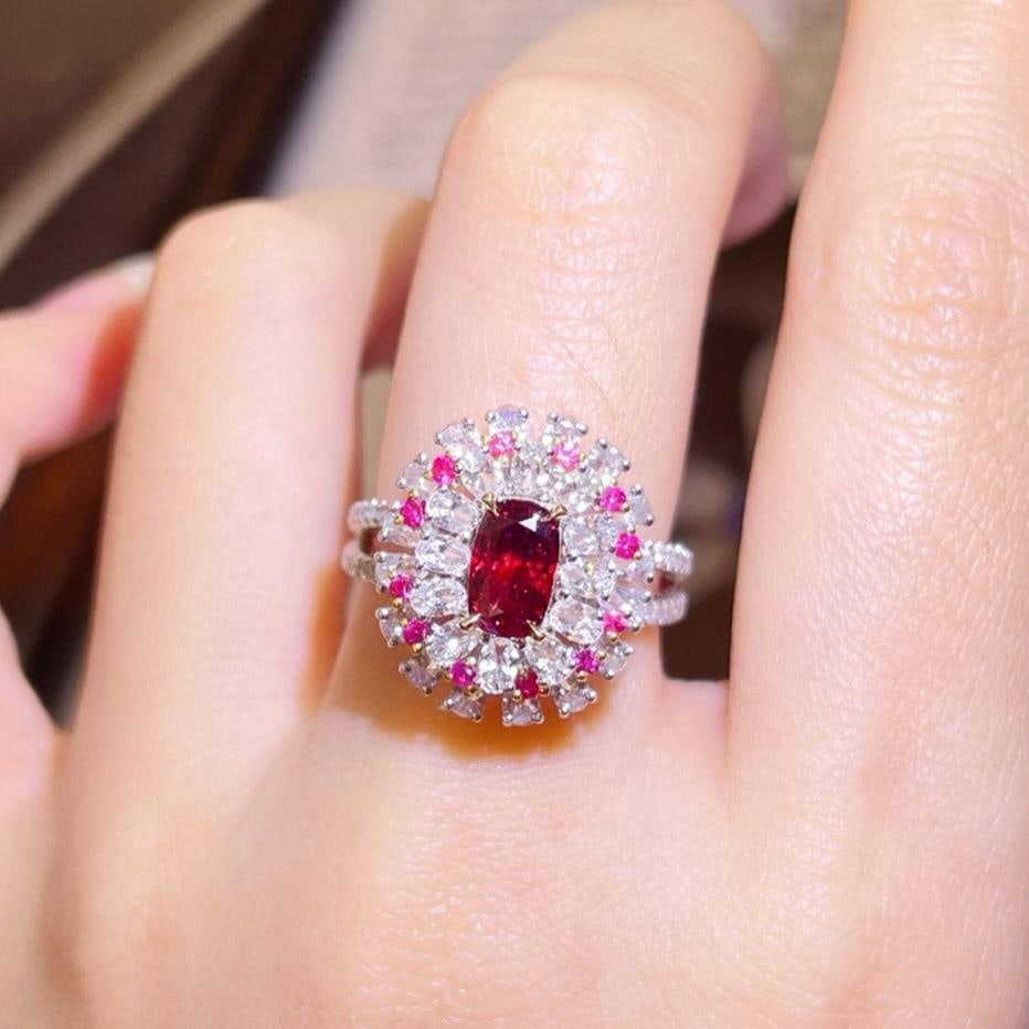 14k Gold 1.23 Ctw Natural Ruby & Diamond Ring/pendant( Without Chain ) (1 of 9)