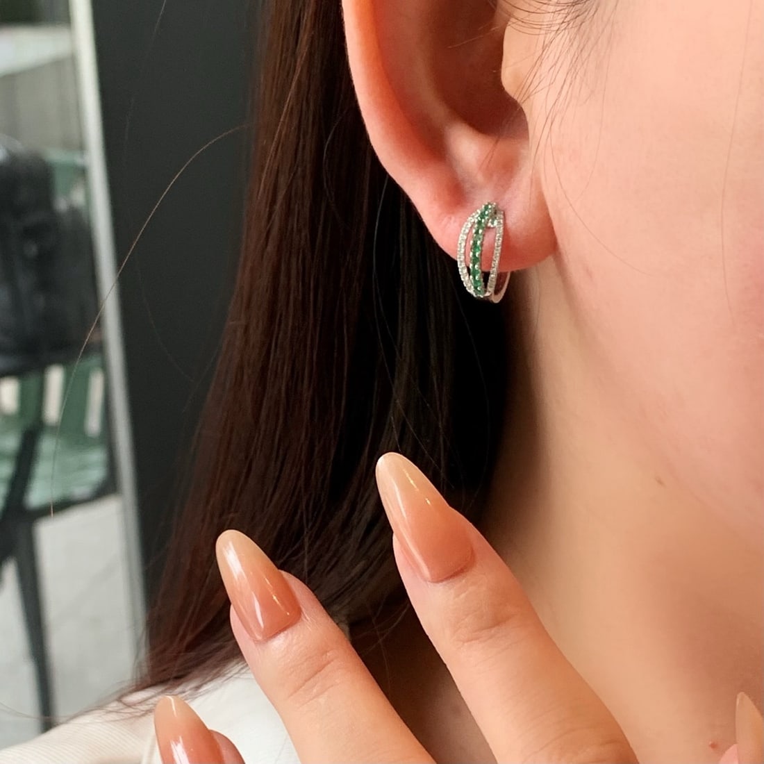 14k Gold 0.54 Ctw Natural Emerald & Diamond Earrings - 3