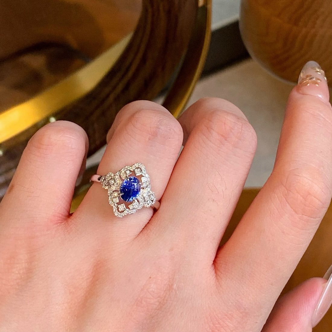 14k Gold 1.37 Ctw Natural Sapphire & Diamond Ring - 3