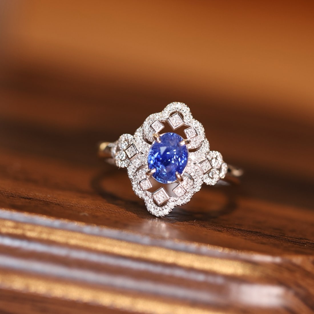 14k Gold 1.37 Ctw Natural Sapphire & Diamond Ring - 5