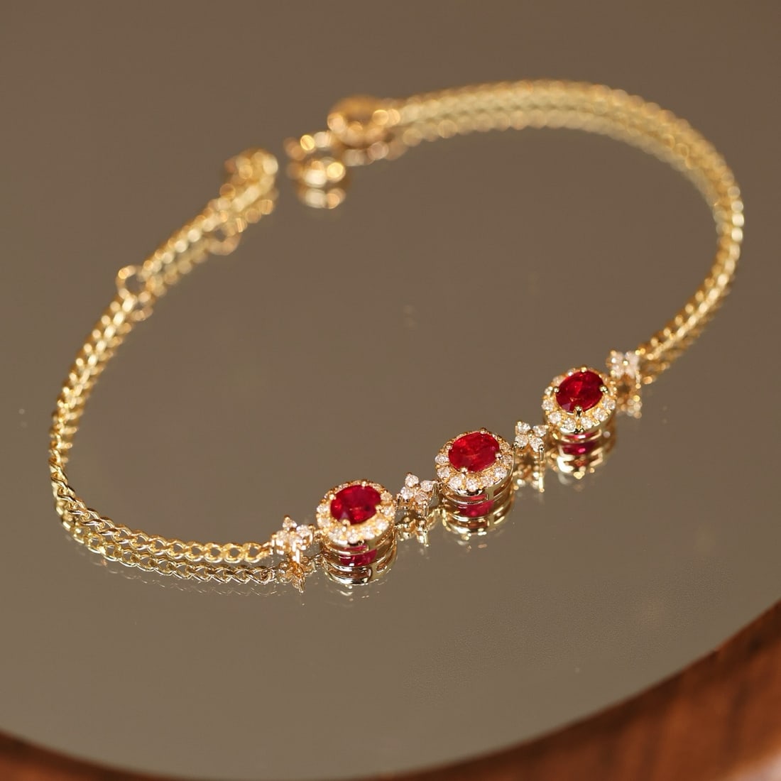 14k Gold 1.33 Ctw Vivid Red Natural Ruby & Diamond Bracelet - 2