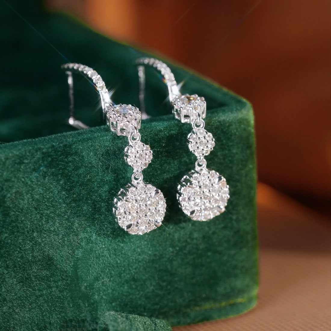 14k Gold 0.90 Ct Natural H Diamond Earrings - 6