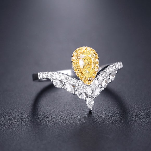 14k Gold 0.71 Ctw Natural Yellow Diamond & Diamond Ring - 2