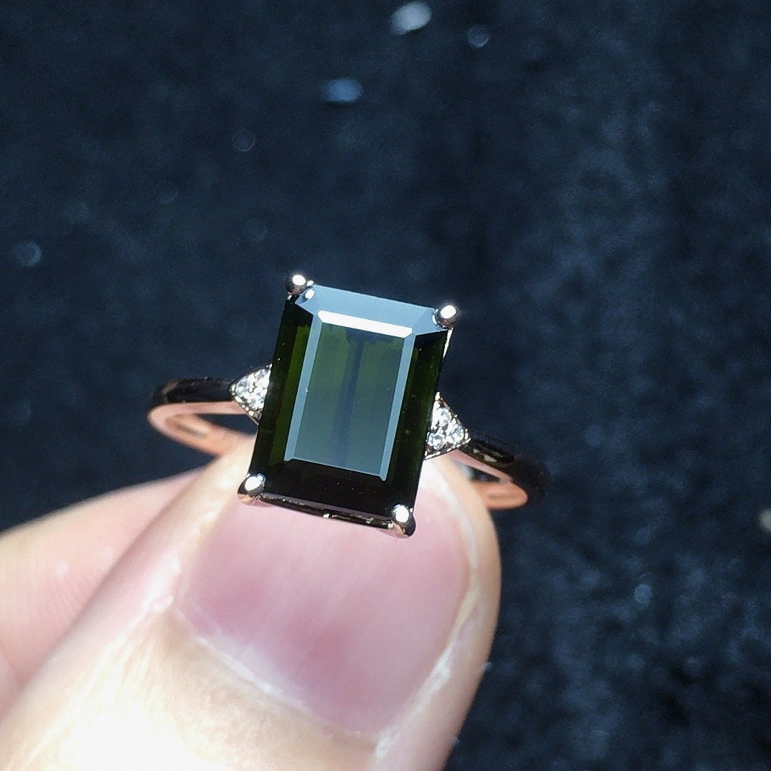 14k Gold 2.38 Ct Natural Tourmaline & Diamond Ring - 2