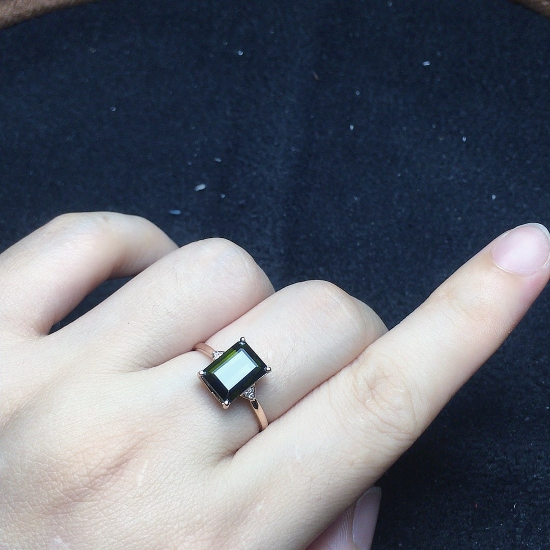 14k Gold 2.38 Ct Natural Tourmaline & Diamond Ring - 3