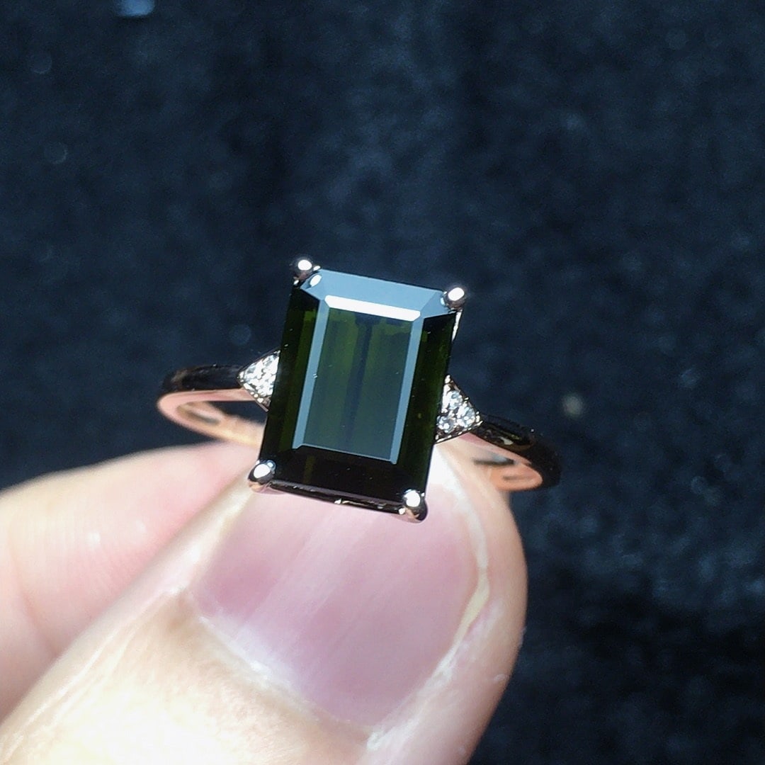 14k Gold 2.38 Ct Natural Tourmaline & Diamond Ring - 4