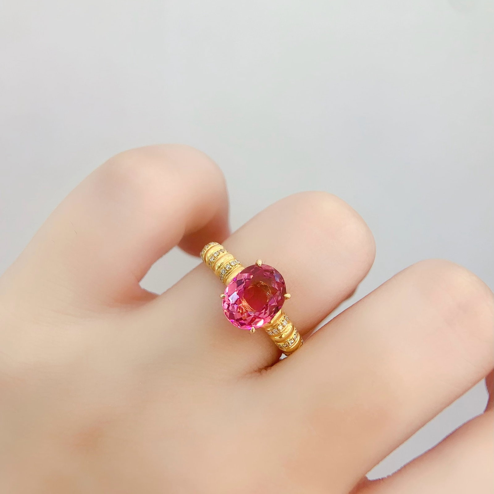 14k Gold 2.4 Ct Natural Tourmaline & Diamond Ring - 4